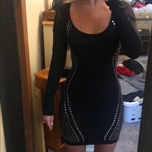 BeBe Black Embellished mini dress